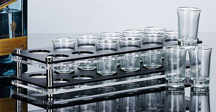 Acrylic Stemware and Rock Glass Holders - Limo Consoles